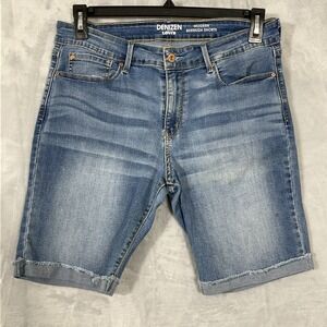 Levis Shorts Womens Size 14 Mid Rise‎ Bermuda Distressed Cuffed Stretch Denizen